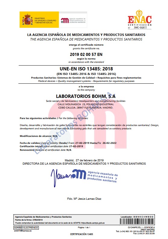 Certificaciones Laboratorios Bohm